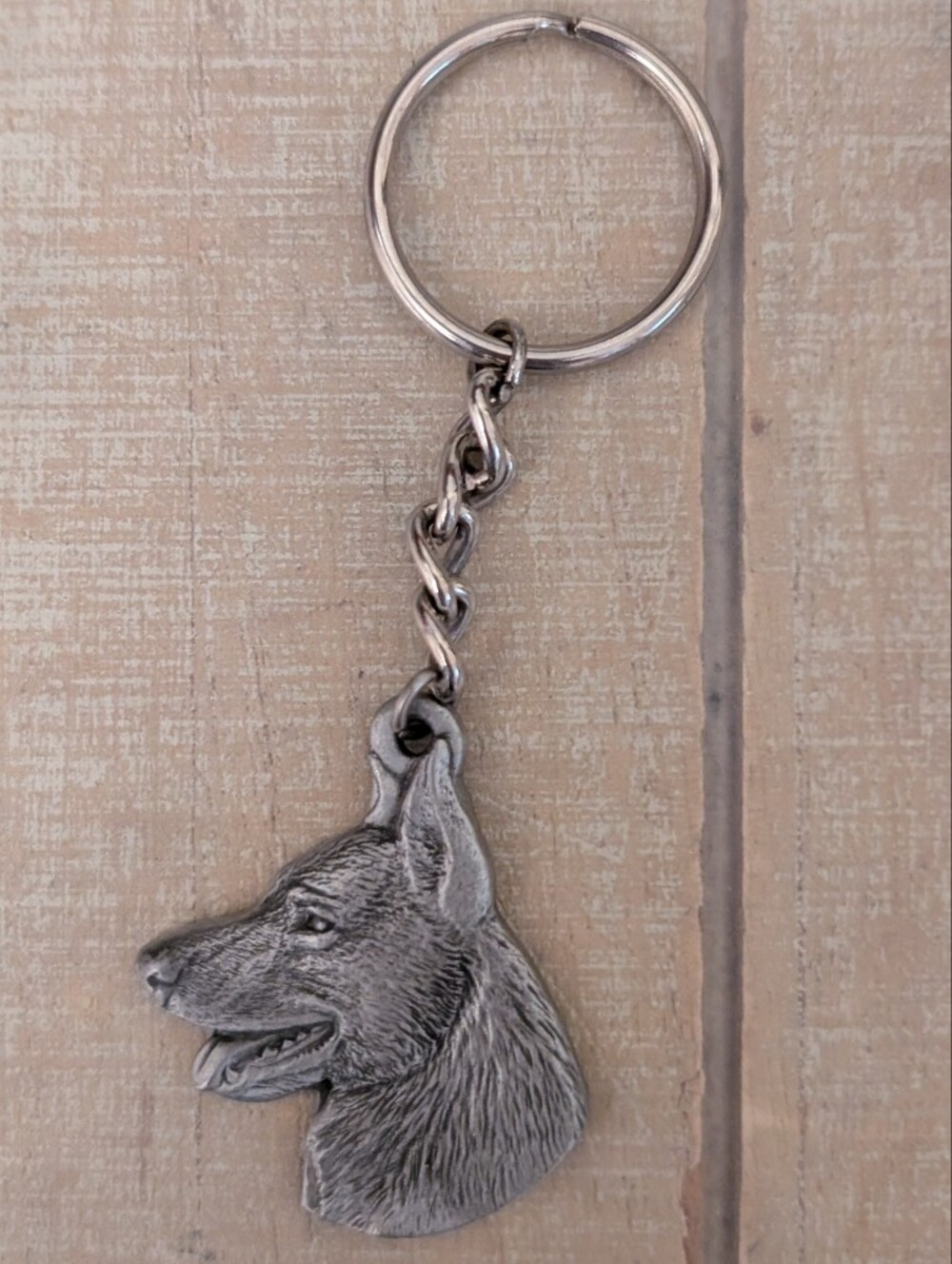 Vintage 1982 Rawcliffe Pewter I Love My German Shepherd Keychain
